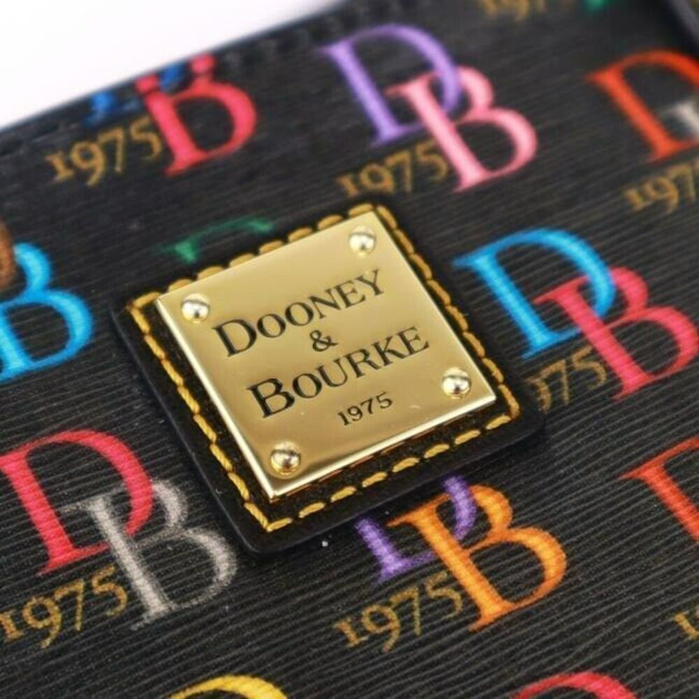 Dooney And Bourke Db75 It Zip Top Black Multi Coated Canvas Tote - Picture 11 of 11